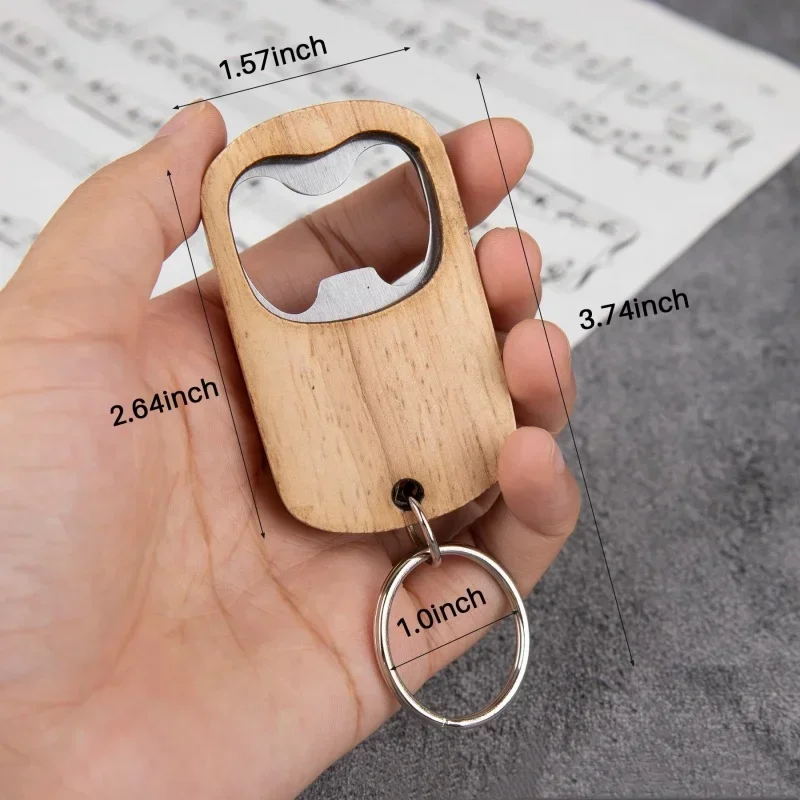 1Pcs Wooden Blank Openers Key Chain Ring Bottle Opener Keychain for Wood Gifts Beer Accessories Wholesale