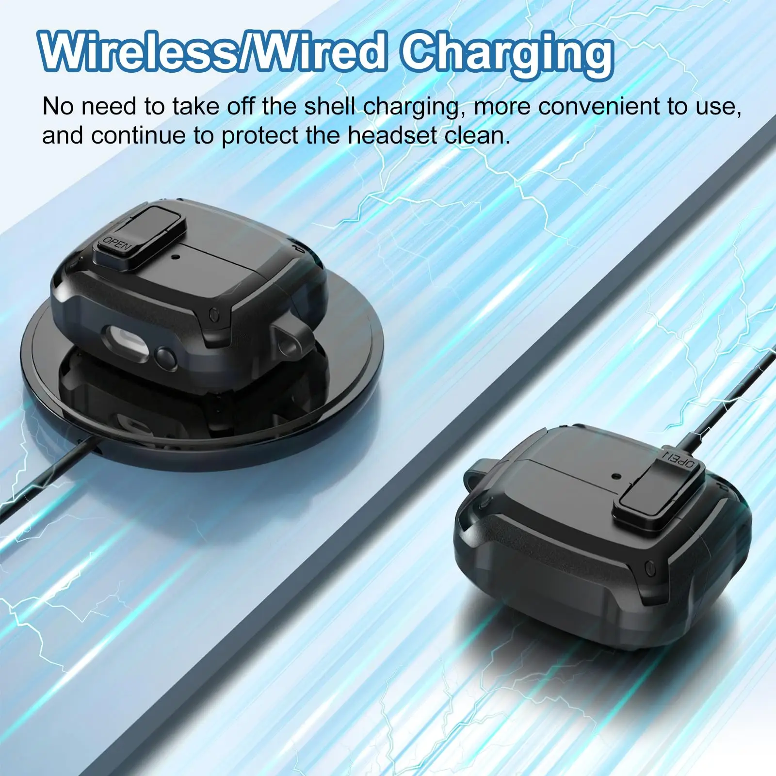 삼성 갤럭시 버즈 3 프로용 보안 잠금 커버, 클리너 키트 및 후크 포함, 충격 방지 케이스, 보호 케이스