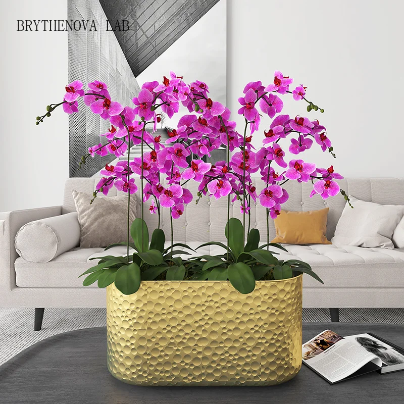 Light Luxury Iron Art Creative Butterfly Orchid Flower Pot Simple Container Metal Flower Plate Desktop Home Decoration Flowerset