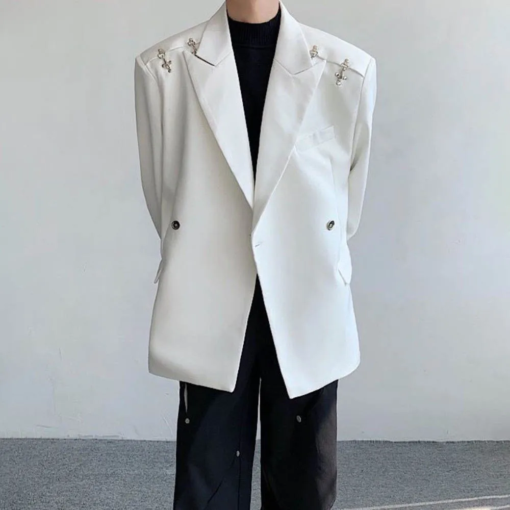 Mens Autumn Jacket Airplane Button Shoulder Pad Casual Coat Streetwear Fashion Niche Deconstructed Top Men'S Clothing 2025 New
