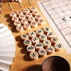 Traditional Chinese Chess Wooden Chess Pieces Traditional Chinese Xiangqi Chess Set with Wooden Pieces Plastic Board for Teens