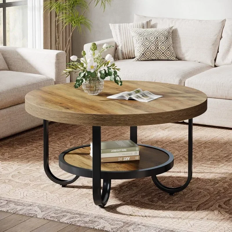 American wrought iron coffee table designer solid wood retro simple living room low table coffee table combination home side
