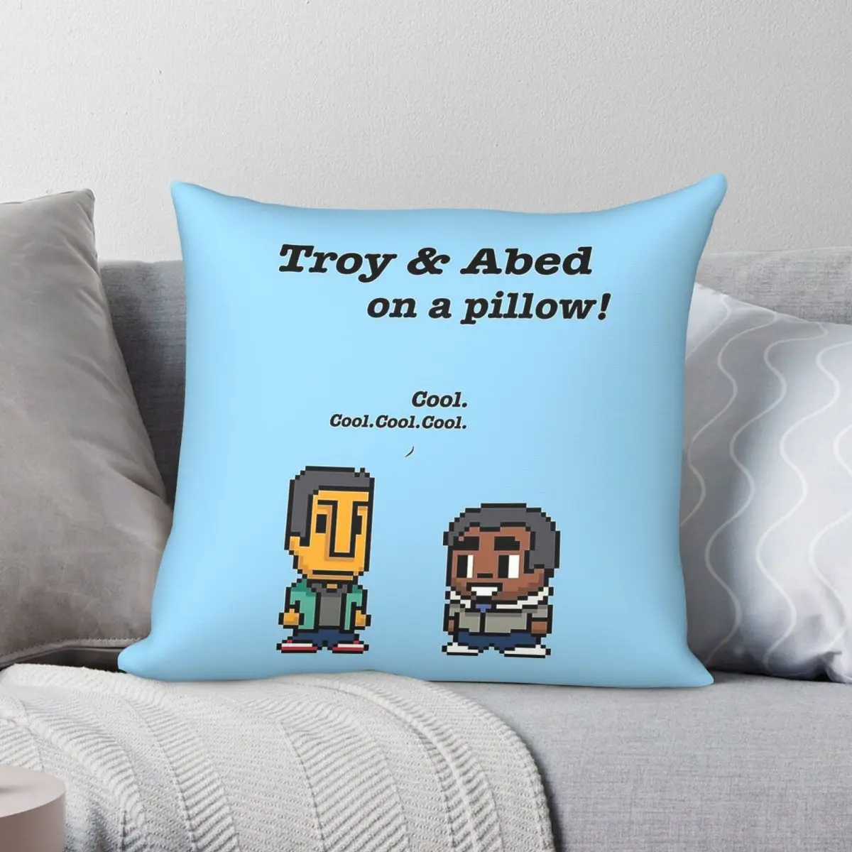 Troy And Abed Community Square Pillowcase Polyester Linen Velvet Printed Zip Decorative Home Cushion Case