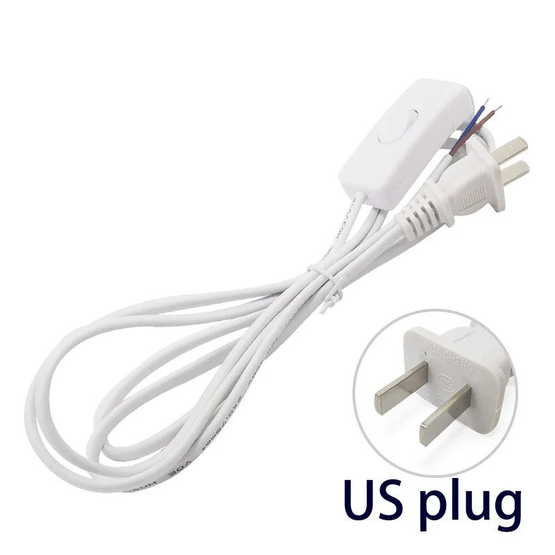 1.8m Eclectic 110v-200v AC Power Supply Cable EU Euro Extension Cord Adapter 303 on/off Switch  US Plug For Led Light Bulb Tube