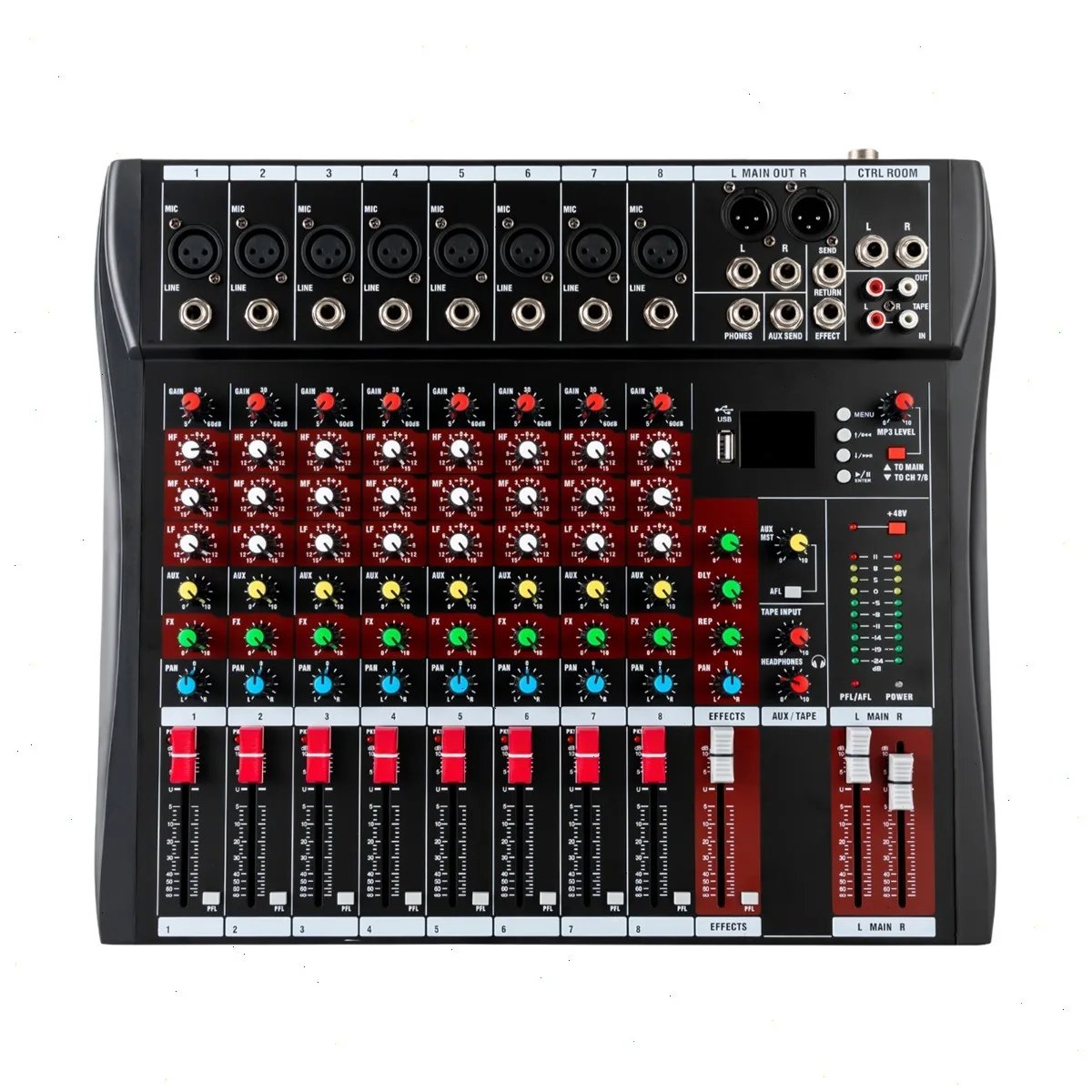 Mezclador de Audio de 8 Canales, Bluetooth, USB, Estudio en Vivo, GDAE10, Consola de Mezclas Profesional para DJ, Amplificador de Potencia, Sistema de Sonido de Escritorio I
