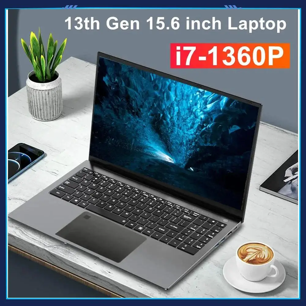 Laptop Gaming 15.6 inci IPS, Notebook kantor sidik jari NVMe generasi ke-13 i7 1360P 1260P FHD NVMe ultra komputer Windows 11 WiFi