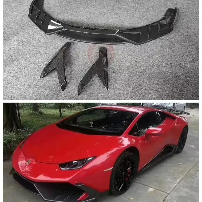For Lamborghini Huracan Lp580 Lp610 2014-2020 Real Carbon Fiber Car Front Lip Diffuser Spoiler Auto Modification Parts Body Kit