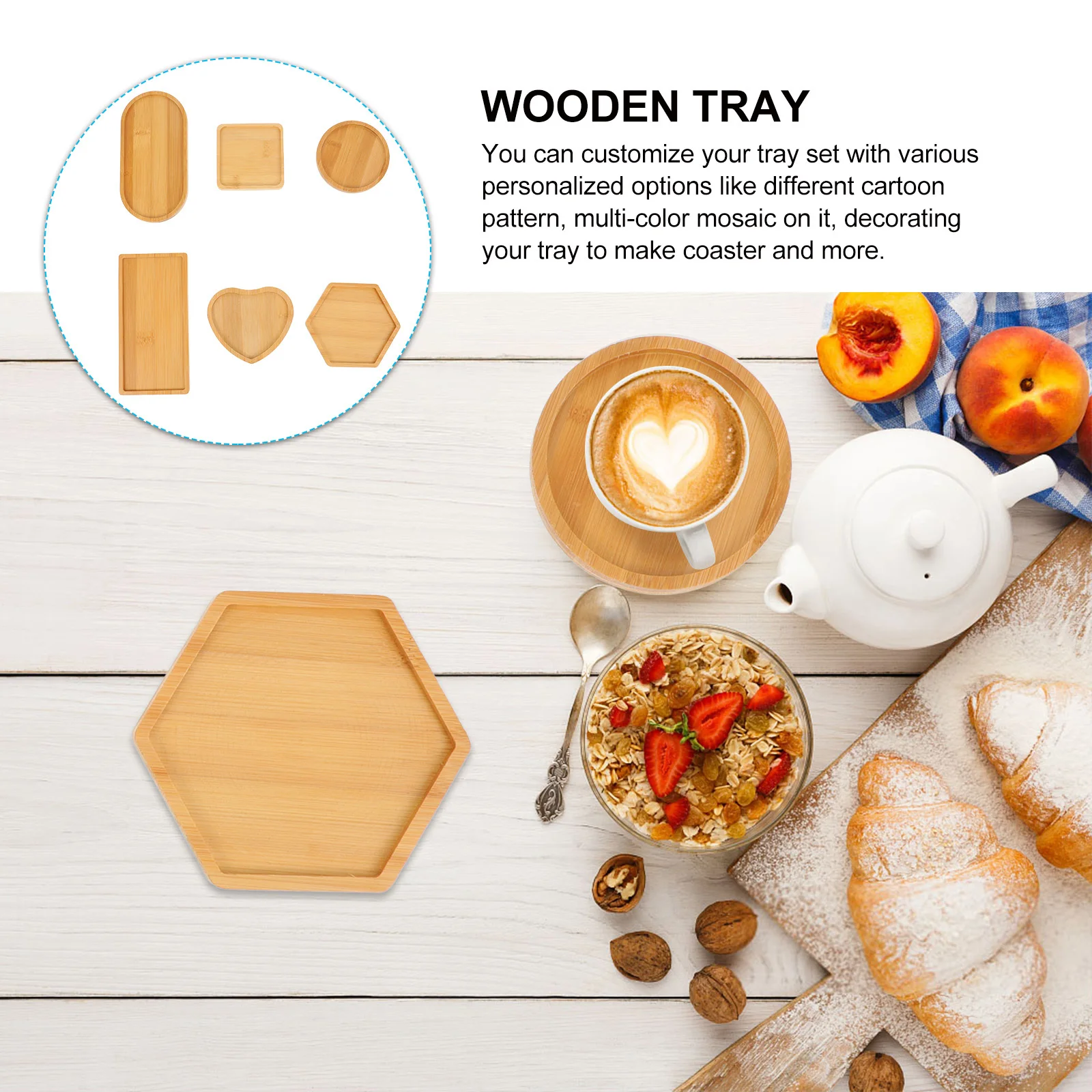 

6pcs Mosaic Wood Tray Diy Mold Fillable For Resin Art Craft Home Decor Wooden Plate Making Kit Diy Accessories