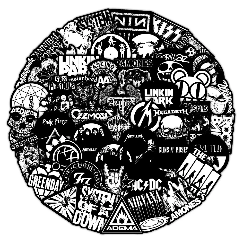 55 Pcs Rock Band Stickers - Cool Music-Themed Decals for Guitars, Luggage, Notebooks & DIY Crafts Giajar Sticker Store view 4