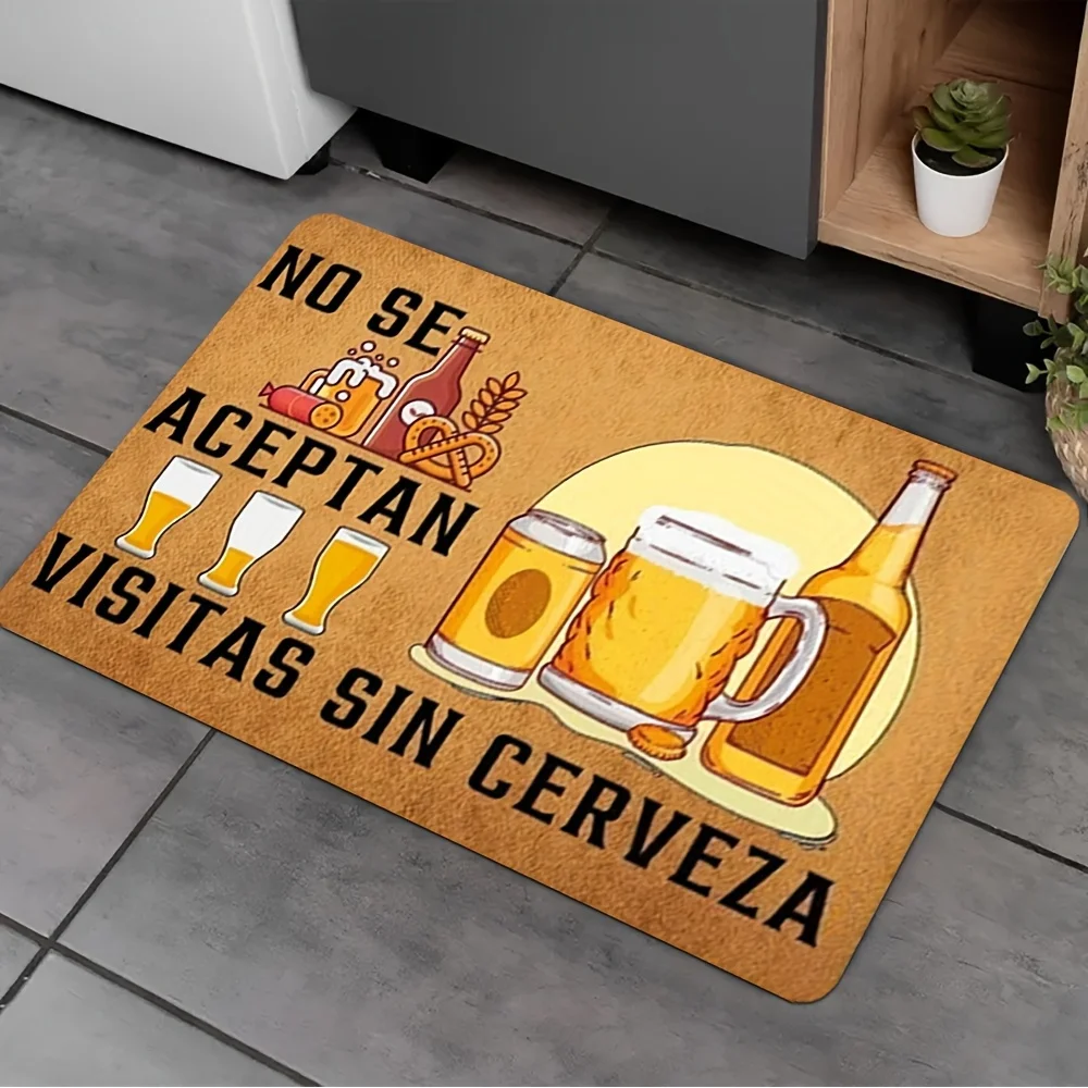 No Beer No Visitors Doormat - Funny Slogan Non-Slip Floor Mat for Bedroom - Washable Beer Theme Holiday Decor Carpet Rug Mat