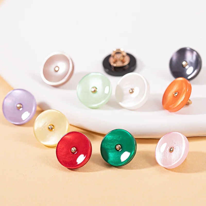 11mm 50pcs/Package Resin Pearlescent Metal Shirt Button Premium Color High End Clothing Shirt Decorative Button