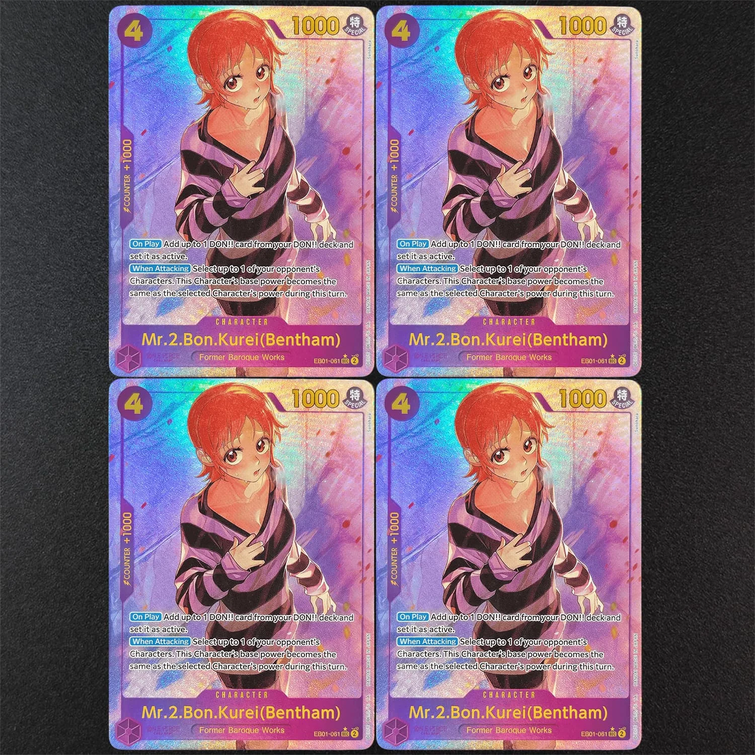 DIY Proxy One Piece TCG English EB01-061 Mr.2.Bon.Kurei Bentham Alternate Art SEC Character Purple Game Collection Card Toy