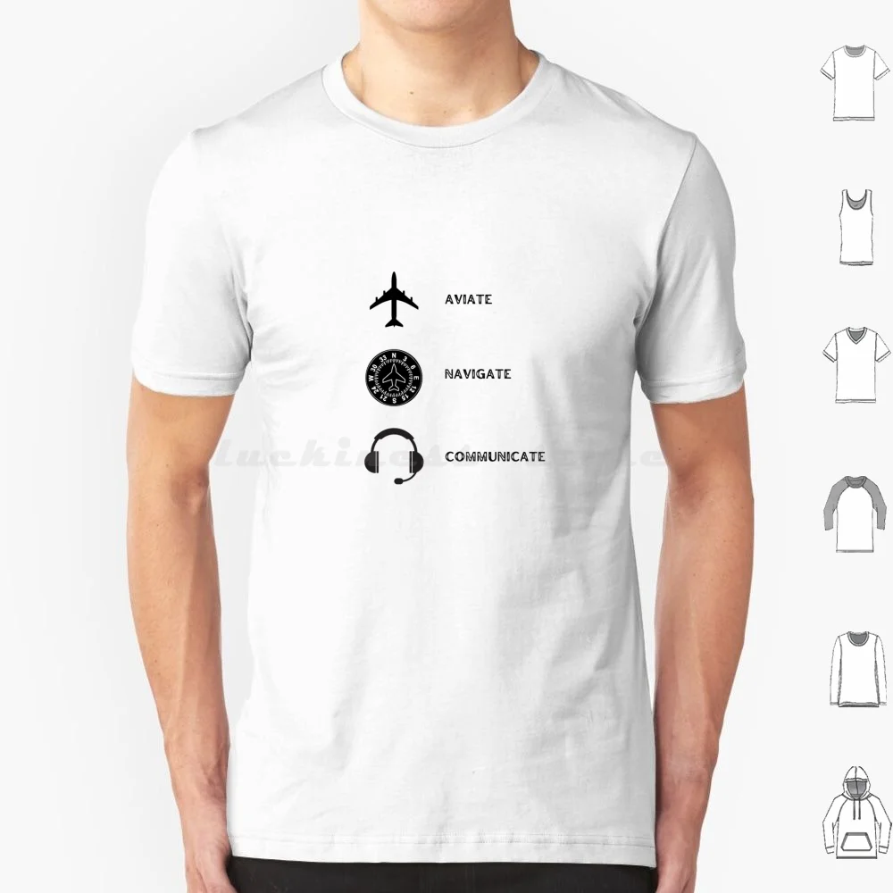 Aviate , Navigate , Communicate T Shirt Cotton Men Women DIY Print Aviate Navigate Communicate Rules Of Aviation Flying Rules