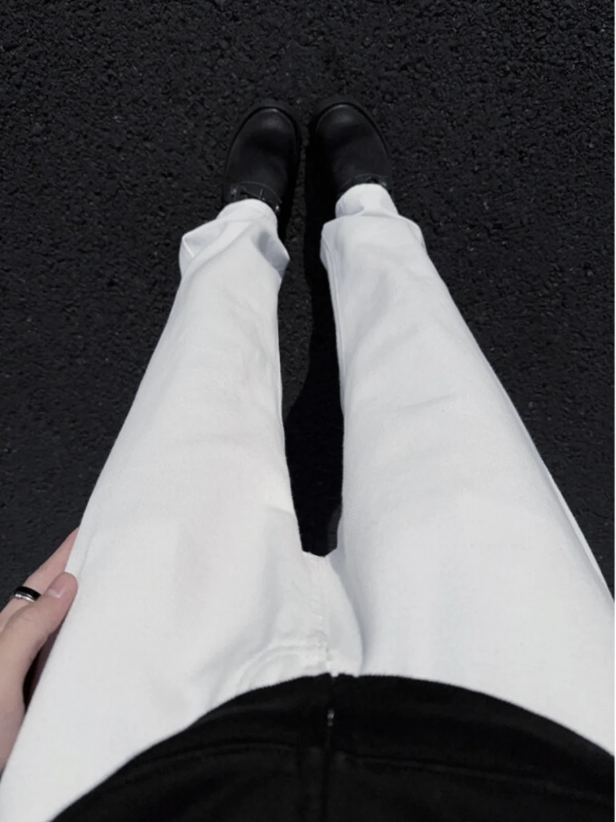

White Straight Leg Jeans Men's Winter American High Street Knife Flared Pants Cleanfit Slimming Jeans Cotton Polyester Blend
