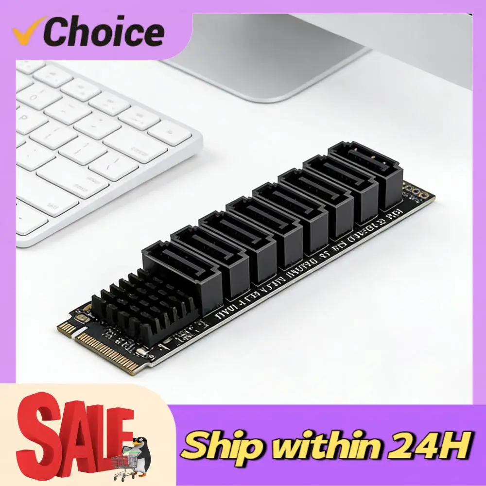 M.2 M KEY NVMe To SATA Convert Card ASM1166 6Gbps 8 Port M.2 NVMe To SATA 3.0 Expansion Card Tools Included for Desktop PC