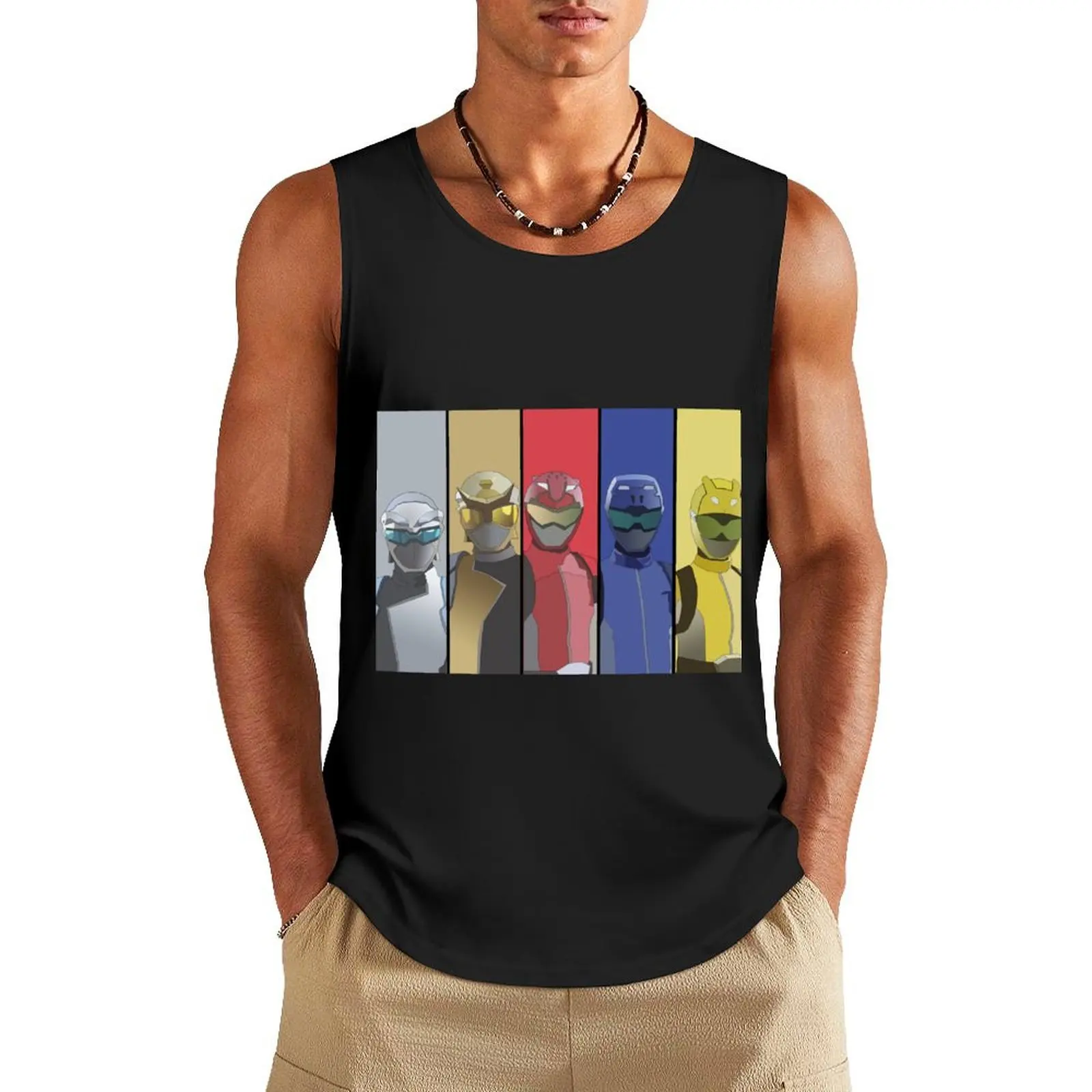 power ranger beast morphers full team Tank Top Men's summer t-shirt gym training accessories Men's summer clothes 2025