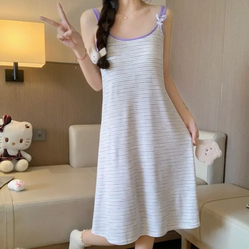

2026 Summer Sexy Lingerie Spaghetti Strap Cotton Nightgowns for Women Korean Cute Lace Sleepwear Night Dress Nightdress Nighty