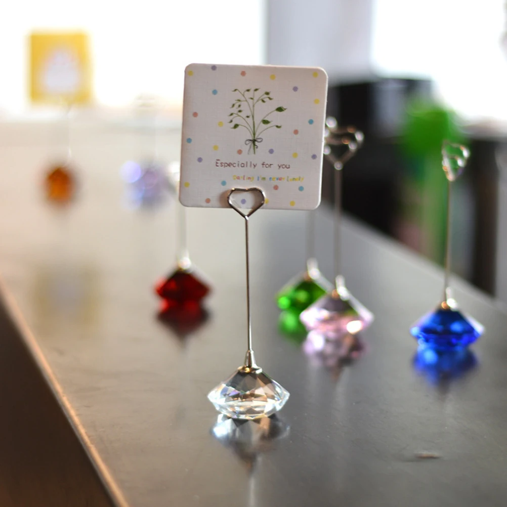 مشبك حامل صور على شكل قلب 40 مم، مشبك ملاحظة ممتاز لبطاقات المذكرات، حامل الرسائل، منظم سطح المكتب الكريستالي #4