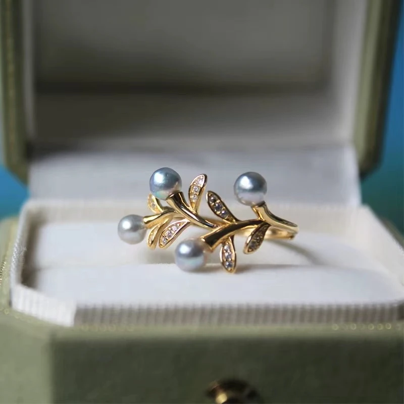 

925 Sterling Silver Adjustable Ring Mount Settings Findings Mountings Accessory Parts Fittings for 3-5mm Pearls 5pcs/lot