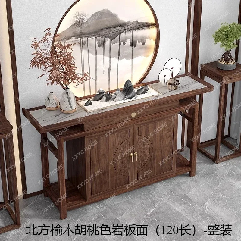 X-S Solid wood entry entrance table Zen front door entrance table black walnut decorative cabinet  HG