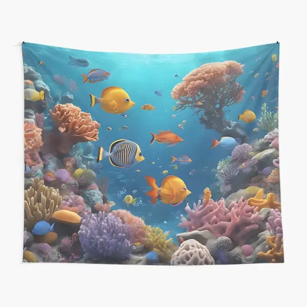 Undersea World Tapestry Tropical Fish Tapestry Wall Hanging Ocean Scenery Tapestries for Bedroom Living Room Home Decoration