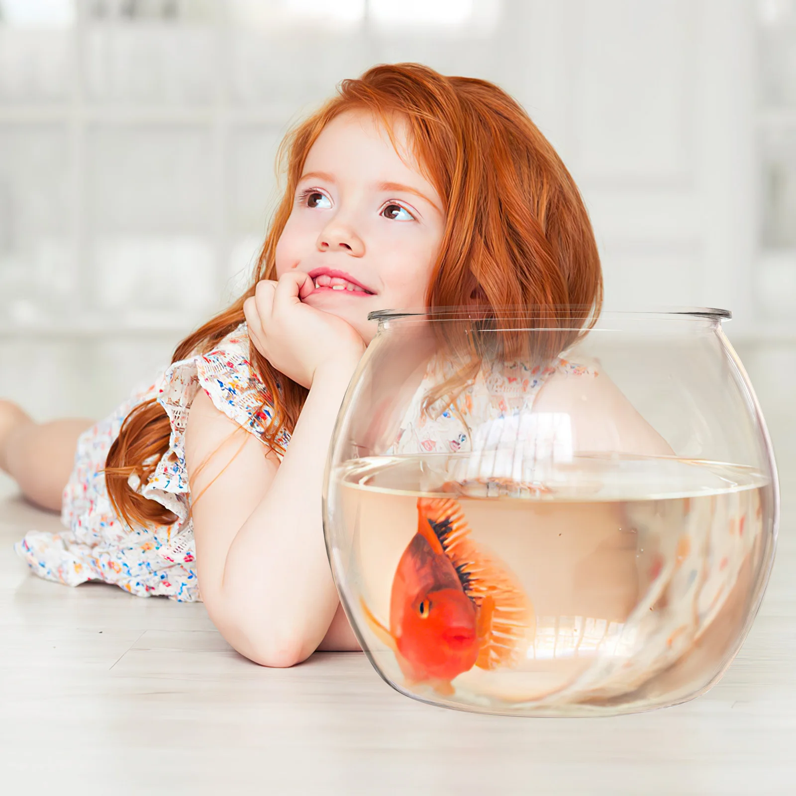 

Clear Small Plastic Aquarium Goldfish Tank Desktop Turtle Tank Decorative Bowl For Home Office Round Lightweight Fish Container