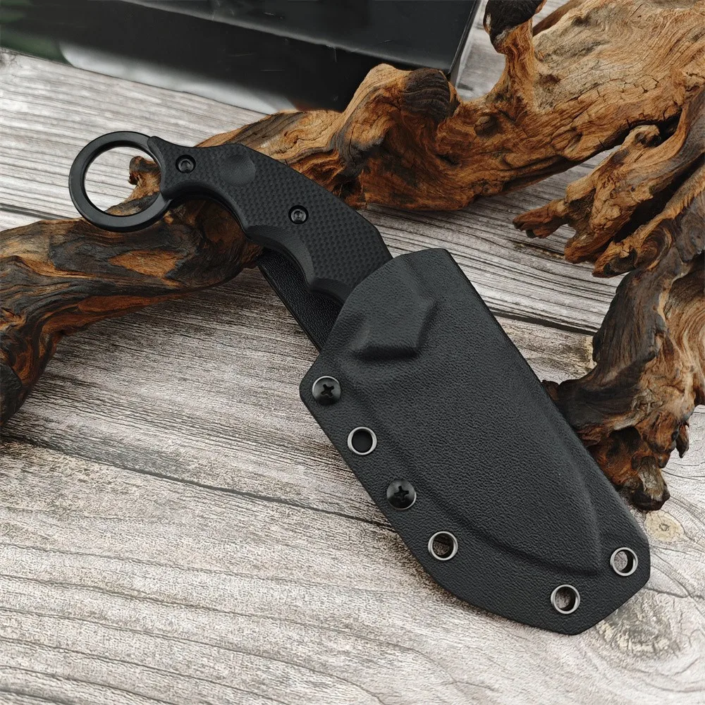 New Outdoor Hunting Knife 8Cr13Mov Fixed Blade G10 Handle with Ring and Sheath Hiking Survival Tactical Knife EDC Camping Tool