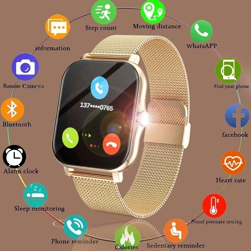2025 Smartwatch هاتف أندرويد 1.44 بوصة HD شاشة بلوتوث دعوة الدم الأكسجين/مراقبة الضغط ساعة ذكية النساء الرجال هدية