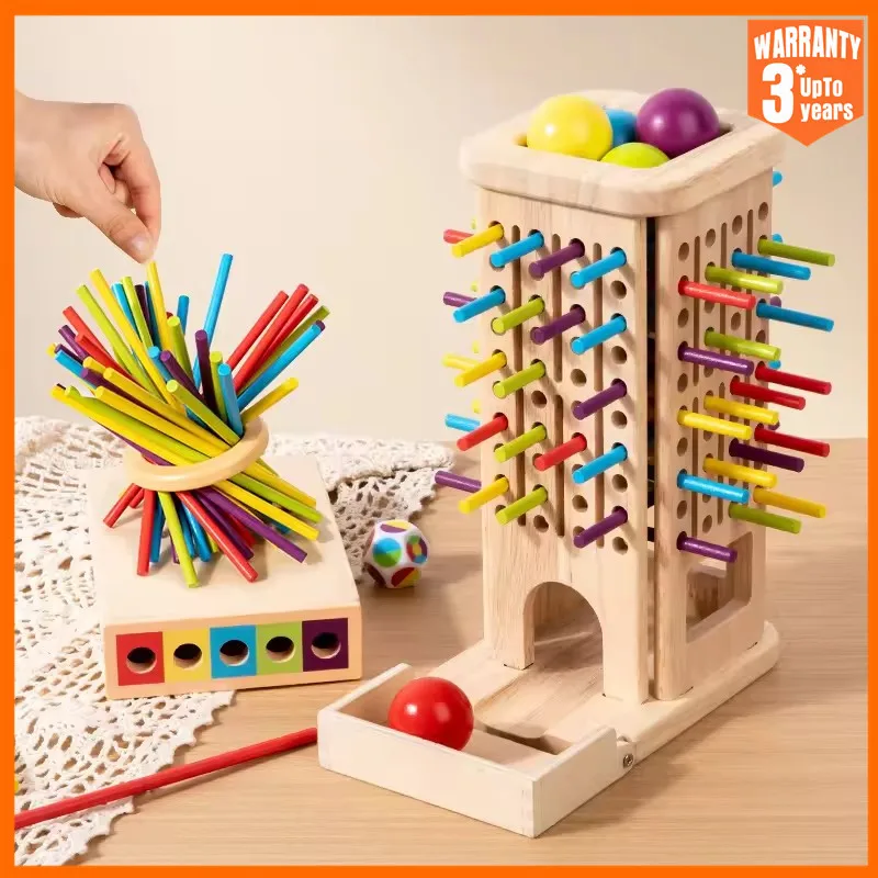 Montessori Game Wooden Stick Tower Toy With Sticks Dice Motor Skills Development Stick Counting Math Educational Toy For Kids