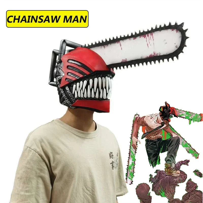 Chainsaw Man Anime Cosplay Mask, Chainsaw Man Role, Denji, Látex, Capacete, Adereços Halloween, Acessórios, Presentes para Homens e Mulheres