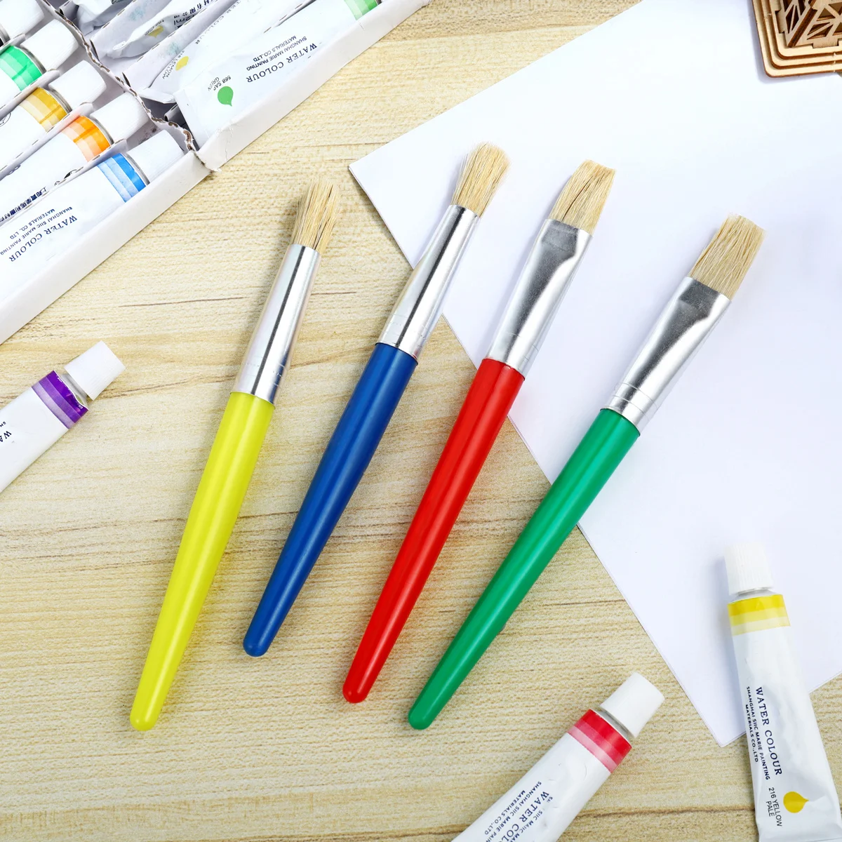 8 قطع الأطفال خربش القلم البلاستيك مقبض أنبوب معدني قسط الخشن رئيس للمبتدئين اللوحة فرشاة مجموعة الاطفال الطلاء لوازم الفن #1