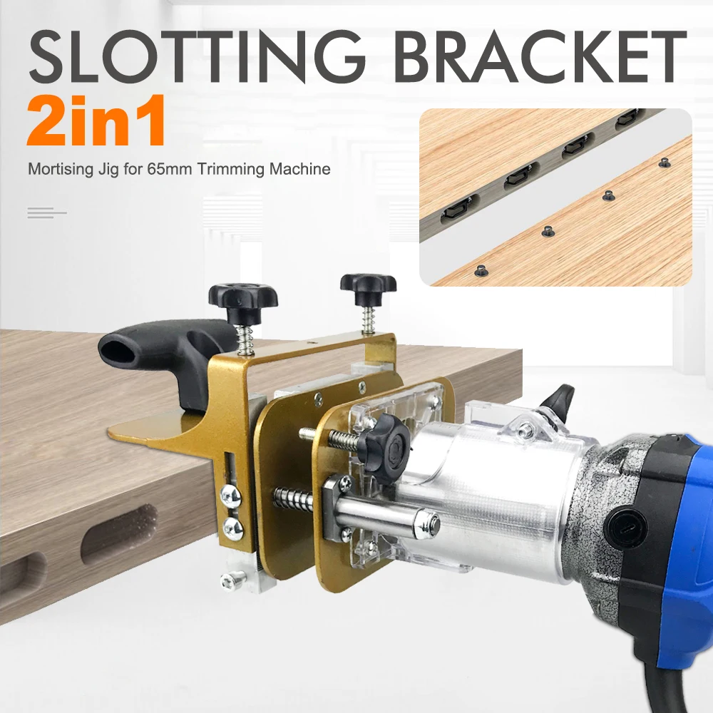 Mortising Jig for 65mm Trimming Machine 2 In 1 Slotting Bracket Invisible Fasteners Punch Locator Linear Track Woodworking Tools