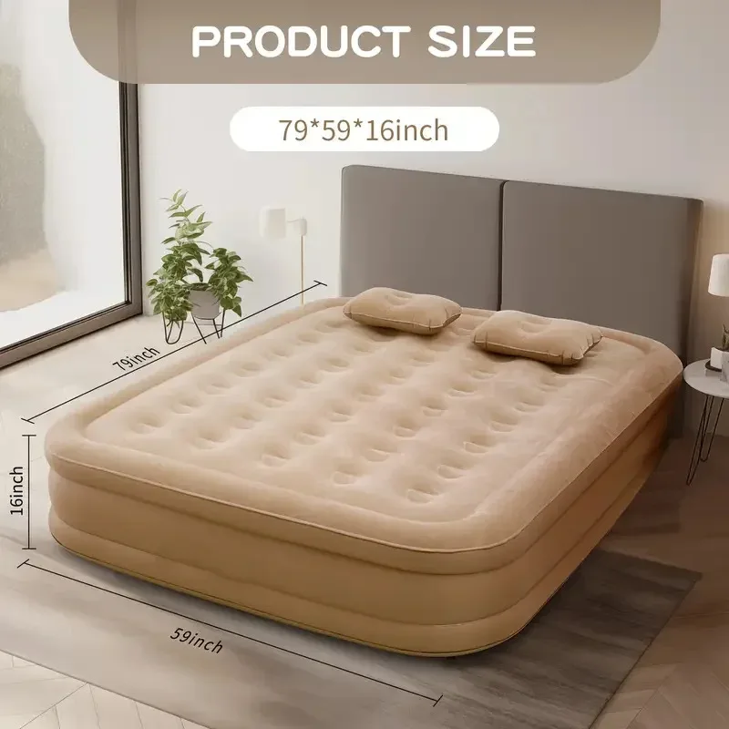 Interior Air Mattress Glamping Mats PVC Inflatable Sleeping Mattress Luxury 2 Person Camping Bed Mat Built-in Pump Thicken Mat