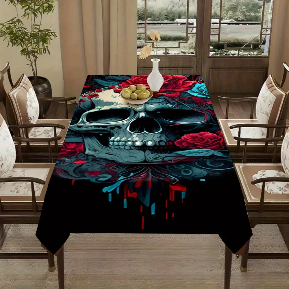 Horrible Skull Head Pattern Tablecloth - Suitable for picnics, camping, weddings, parties, etc.zyc