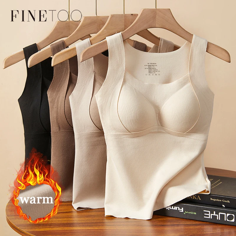 Einteilige warme Weste mit fest integrierten BH-Pads, Damen-Thermo-Unterwäsche-Weste, neue Basisschicht, wärmendes Oberteil, Unterhemd, Intimkleidung