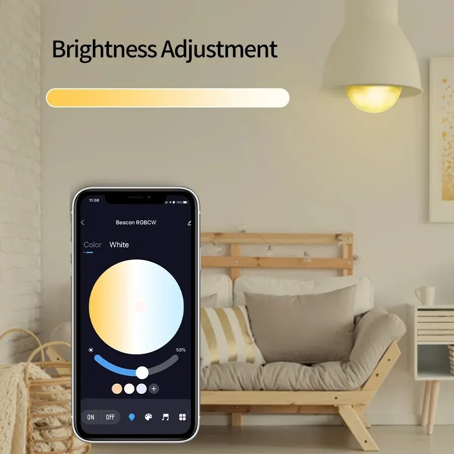 E27 LED Smart Lampadina RGB Tuya Lampada Bluetooth APP Controllo Fiala dimmerabile Lampadina a LED 15W Casa Camera da letto Decorazioni per feste di