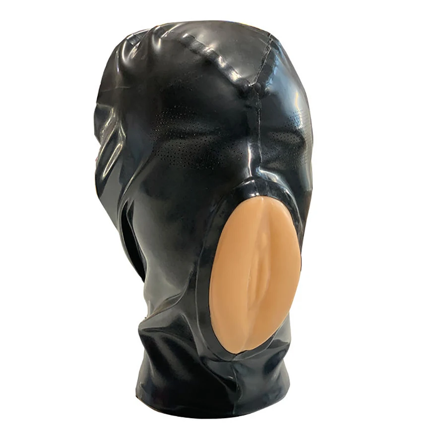Latex Hood Rubber Fetish Funny Cosplay Hood With Micropores  Mesh Eyes Customized Size Handmade Costumes Headpiece RLM302