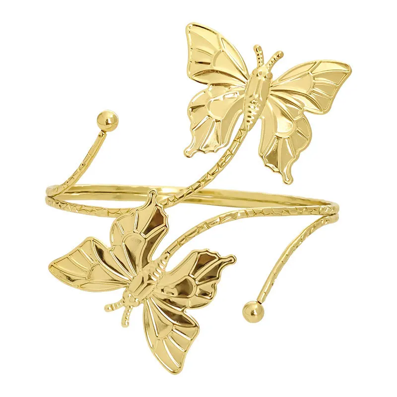 Bransoletka damska FTCY na ramię, mankiet z motylem i kwiatem, złota biżuteria w stylu boho