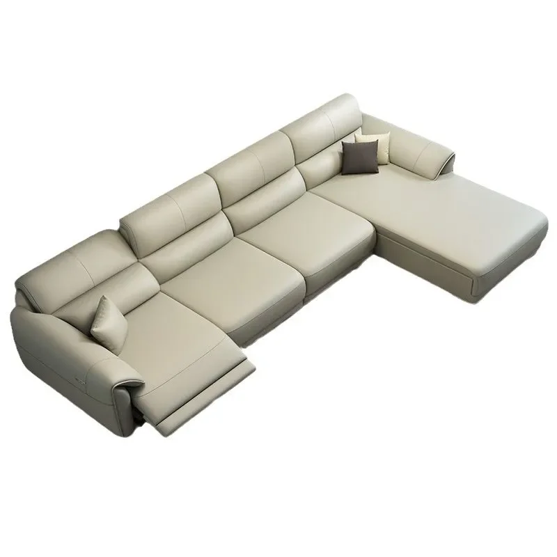 

Space capsule adjustable leather sofa straight row against the wall intelligent electric small apartment living room simple sofa