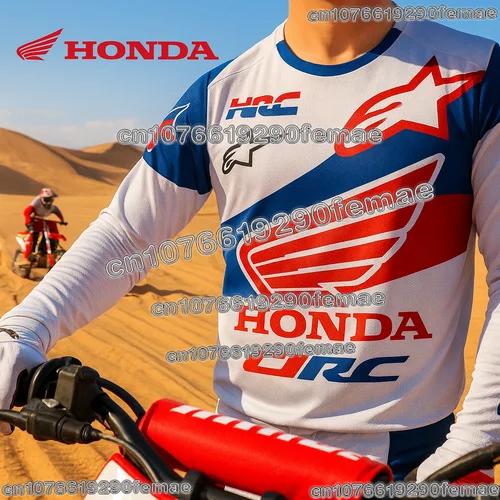 Imagen 2 del producto Camiseta de manga larga para motocicleta Honda de secado rápido, Top cómodo y transpirable para carreras de montaña y deportes diarios al aire libre