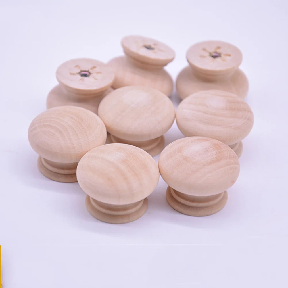

15 PCS Glass Beech Round Handle Office Kitchen Cabinets Handles Bamboo Drawer Knobs