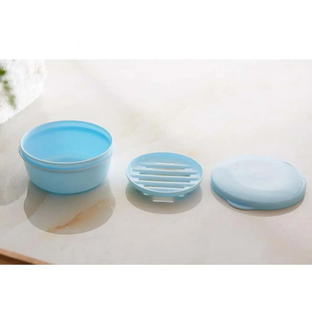 

Portable Removable Leak Proof Double Drain Plastic Soap Holder Container Box Case for Home Bathroom Outdoor Travel (Blue)