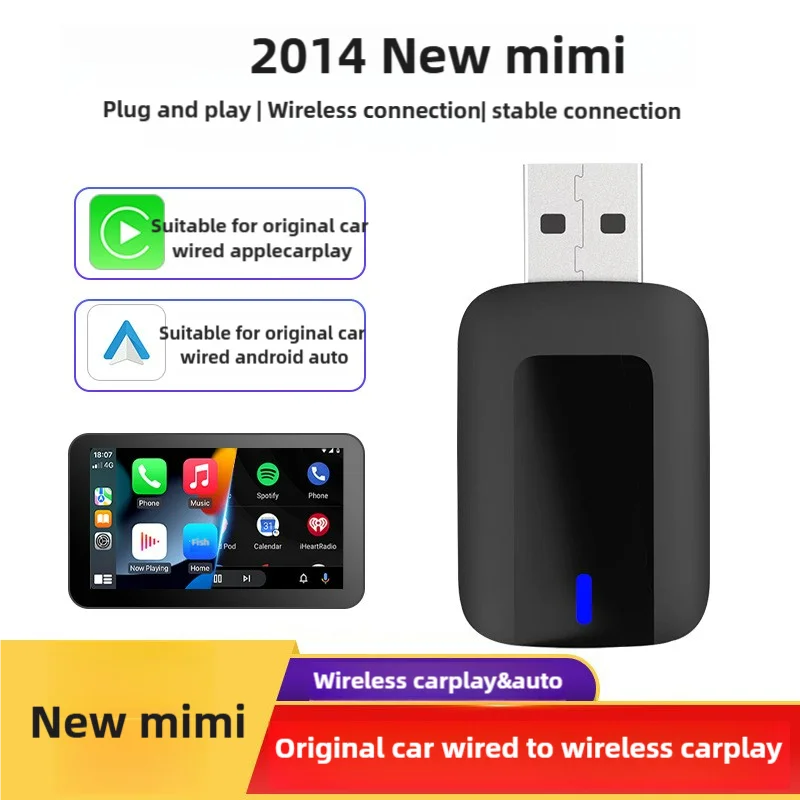 

Android Auto Wireless Adapter 2-in-1 Mini Box Wired to Wireless CarPlay and Android Auto 5GHz WiFi5 Transfer Speed Plug and Play