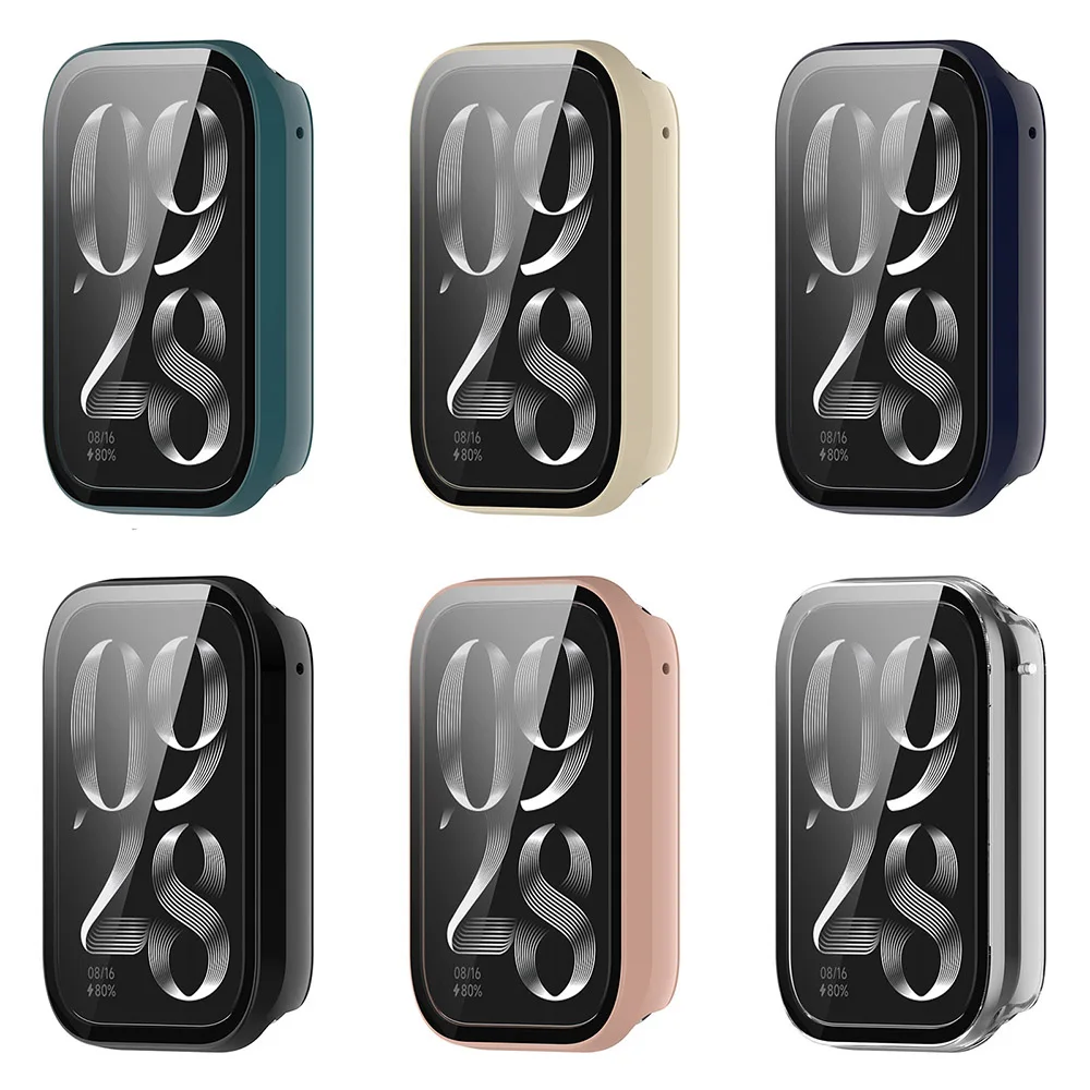حافظة حماية من الزجاج المقسى PC+ لهاتف Xiaomi Mi Band 9 Pro/Mi Band 8 Pro واقي شاشة كامل غطاء ممتص للصدمات