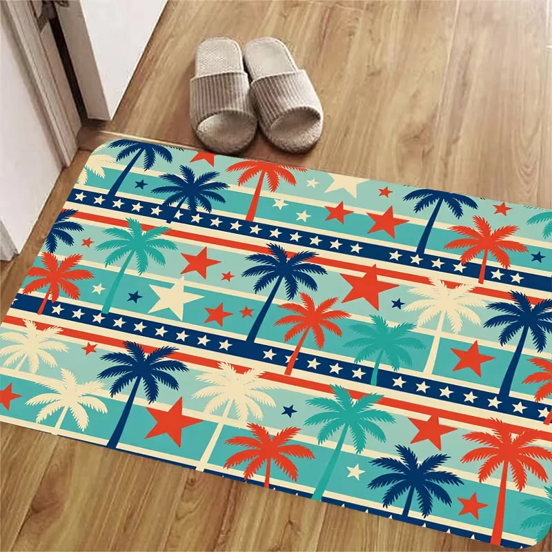 Shoes Off Reminder Doormat Colorful Text Footprint Arrow Checkerboard Print Non Slip Entry Mat For Porch Decor