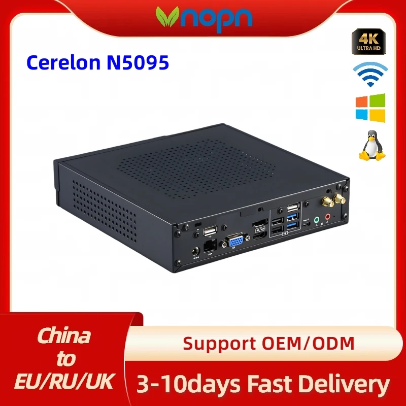 Vnopn Mini PC Intel Celeron N5095 Processor Windows 10 Pro 4K 6GB 64GB USB HDMI BT4.0 M.2 Slot 1000M AC Wifi Mini