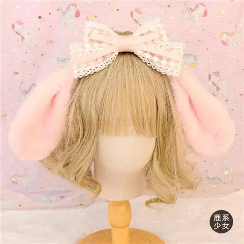 Giapponese Sanrio My Melody Ear fascia Cute Cinnamoroll Lace Pink Sweet Kc Bow copricapo Lolita Headband Girl Christmas Decor