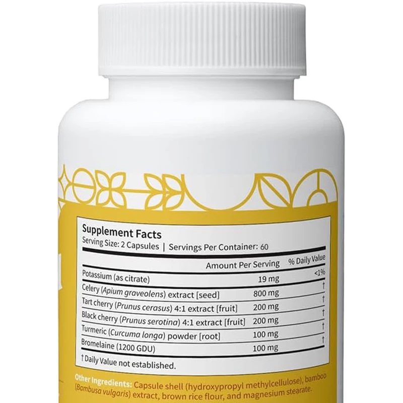 Uric acid supports balanced supplements and joint health, herbal formula, 60 vegetable capsules