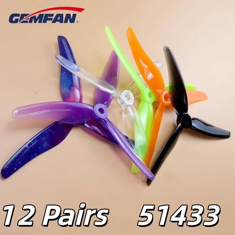 10 Pairs/40pcs Gemfan 51433 5inch 3 Blade/ Tri-blade Propeller Props CW CCW Brushless Motor FPV Propeller for FPV Racing Drone