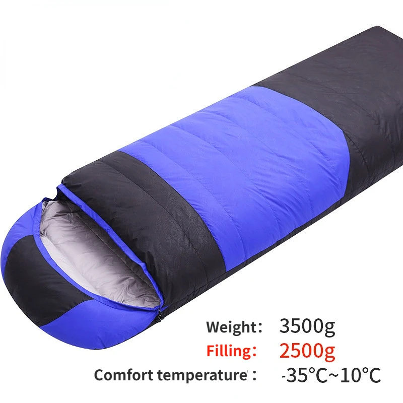 

2500g Filling Duck Down Envelope Sleeping Bag Adult Outdoor Winter Spirng Autumn Camping Car Indoor Cycling Hiking Beach BBQ